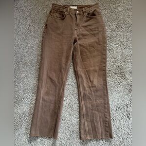 We The Free Brown High-Rise Straight Jeans